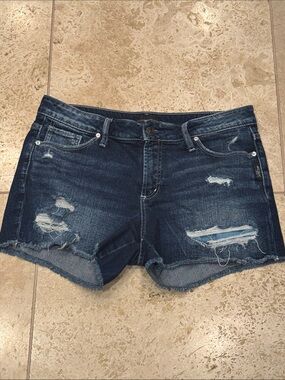 Silver Jeans Co Suki Mid Rise Curvy Distressed Jean Shorts 29 $64!